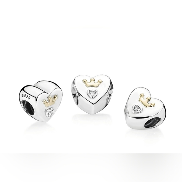 Authentic Pandora Majestic Heart Charm with 14K Gold 791739CZ - Picture 2 of 8